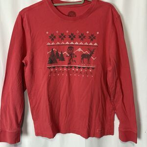 Life is Good Classic Fit Tee Size Small Happy Trails Hiking 100% Cotton EUC